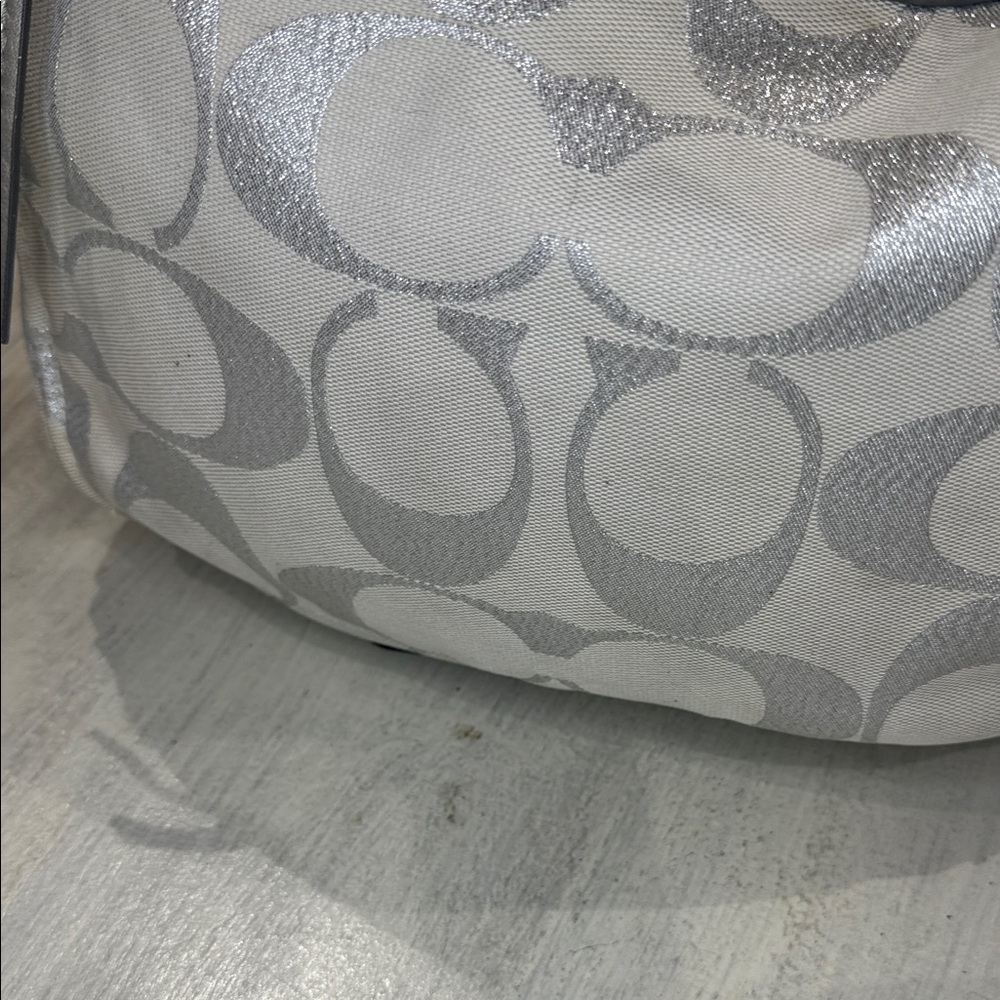 Coach Metallic Silver and Cream Shoulder Hobo Bag - Picture 6 of 16